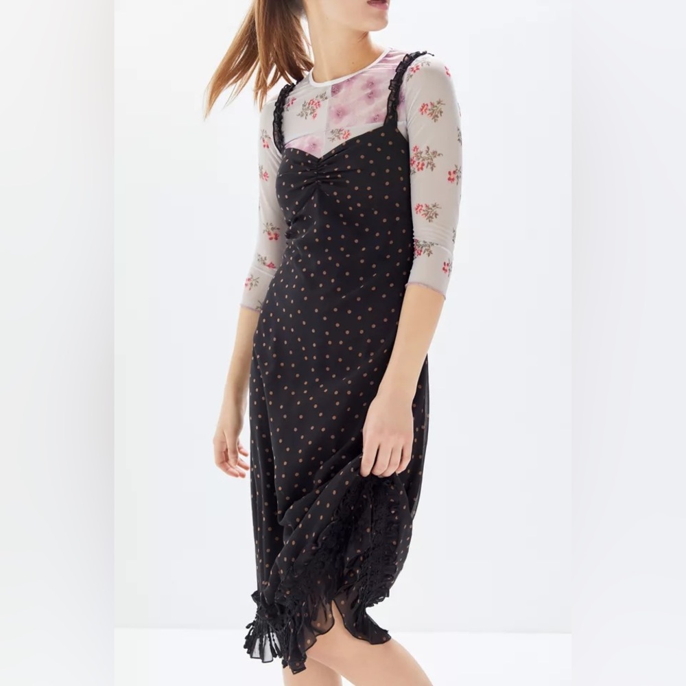 Urban Outfitters Nadia Polka Dot Midi Dress